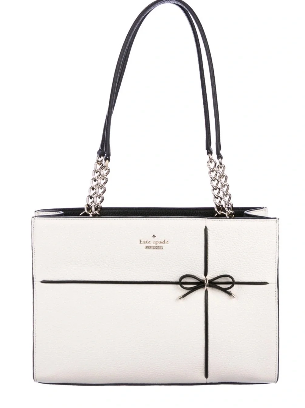 kate spade Cream Shoulder Bag with Black Trim and Bow Detail